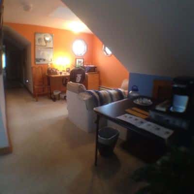 sofa-bed w 3” foam pad, b’room, bath & work space 7