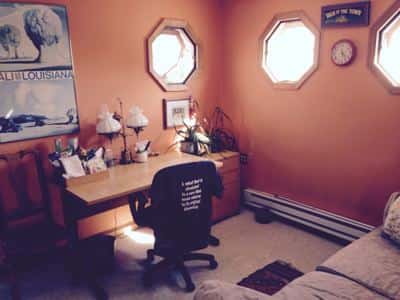 sofa-bed w 3” foam pad, b’room, bath & work space 4