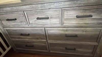 Grey 6 Drawer Dresser with Mirror 2