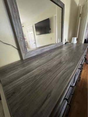 Grey 6 Drawer Dresser with Mirror 4