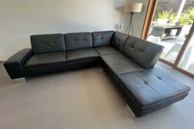 Black leather sectional 1