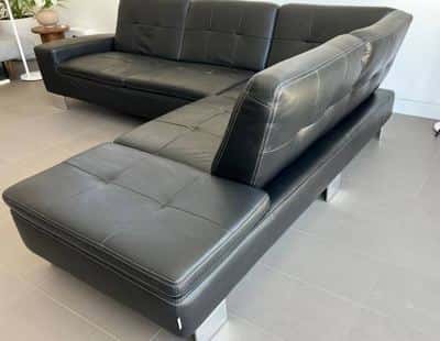 Black leather sectional 2