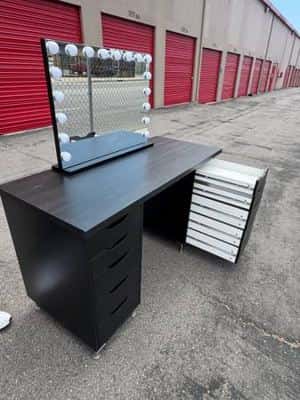 Black Makeup Vanity with Hollywood Mirror (Built-in Bluetooth Speakers & LED Lig 2