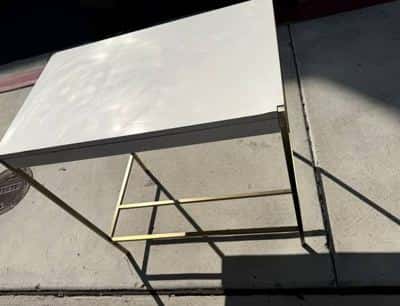 West Elm Zane Desk - White Lacquer / Antique Brass - $120 OBO 2