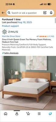 Like-New Zinus 8" Queen Green Tea Memory Foam Mattress 1