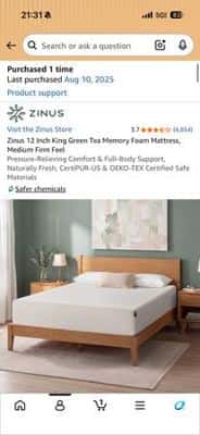 Like-New Zinus 12" King Green Tea Cooling Gel Memory Foam Mattress 2