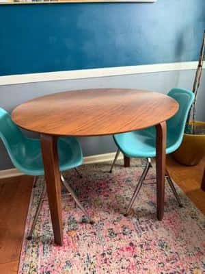 Round Wood Dining Table, Mid Century Style – 39.5" – $150 OBO 1