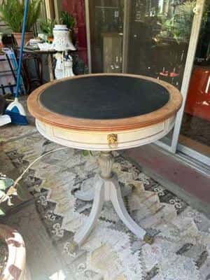 Vintage French Provincial Duncan Phyfe Drum Table Round Accent Table 8