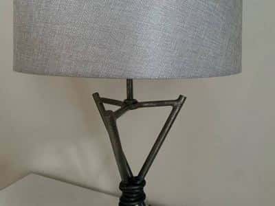 Mid-Century Hand-Forged Iron Tripod Table Lamp 8