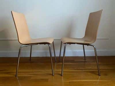 Two Allermuir Bentwood Chairs with Steel Chrome - Mid-Century Modern 3