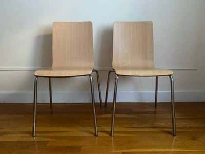 Two Allermuir Bentwood Chairs with Steel Chrome - Mid-Century Modern 1
