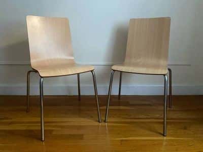 Two Allermuir Bentwood Chairs with Steel Chrome - Mid-Century Modern 2