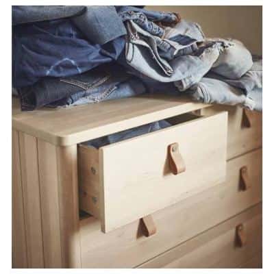 [RRP $499] *RARE* IKEA BJÖRKSNÄS Solid Birch Wood and Leather 5 Drawer 3