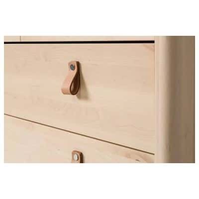 [RRP $499] *RARE* IKEA BJÖRKSNÄS Solid Birch Wood and Leather 5 Drawer 4