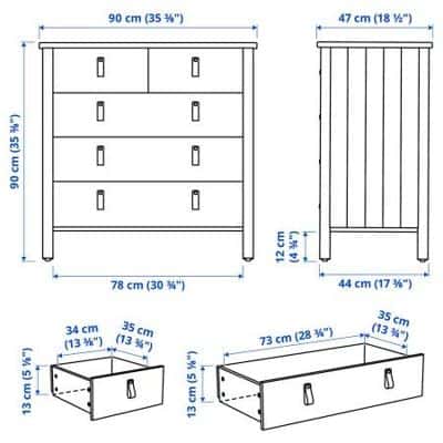 [RRP $499] *RARE* IKEA BJÖRKSNÄS Solid Birch Wood and Leather 5 Drawer 6