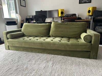 AllModern Geo 84" Olive Green Velvet Sofa/Couch – $250 OBO 1