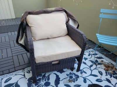 Brown and tan patio furniture (with extra wide umbrella!) 2