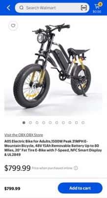 A05 electric bike with fat tires and suspension.     Seat Too low for me🤬. 1