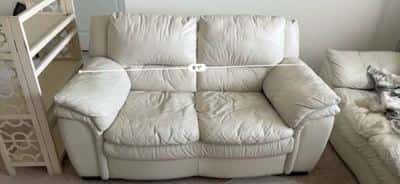 FREE – Comfortable White Leather Sofa + Loveseat 1