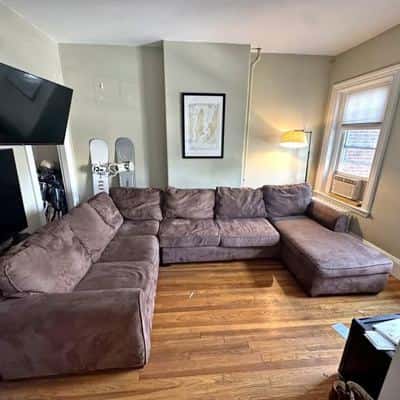 Large Sectional Couch with Chaise – 3-Piece, Brown Microsuede – Jordan's Furniture 1