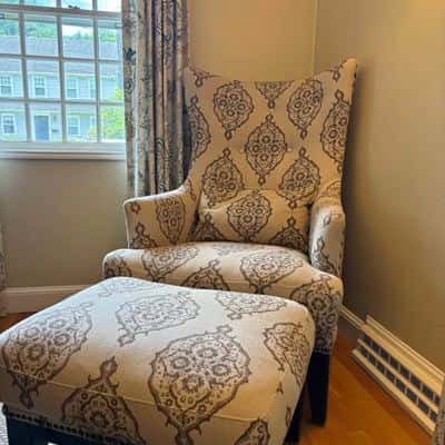 Jordan’s Furniture Chair and Ottoman 1