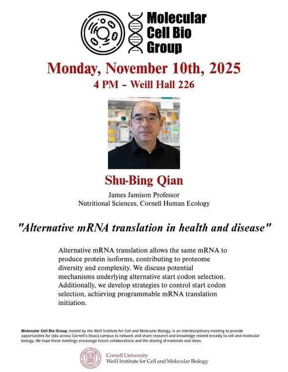 Molecular Cell Bio Group: Dr. Shu-Bing Qian