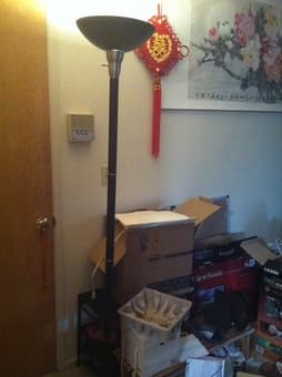 heater, floowr lamp, hair dryer and plates 2