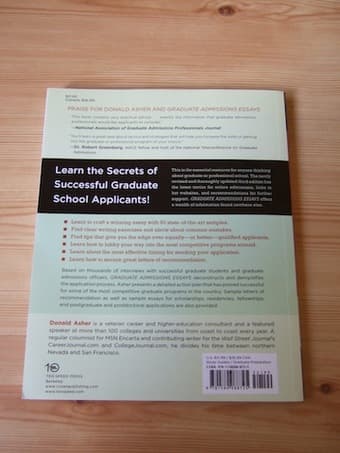 Graduate Admissions Essays by Donald Asher (Third Edition) - $10 2