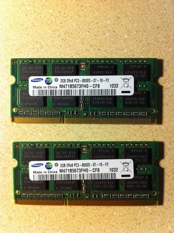 Samsung 4GB (2*2GB) DDR3 RAM PC3-8500S 204-Pin Laptop SODIMM for $18 1