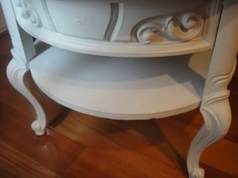 Circular marble vintage white shabby chic side table $40 2