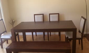 Nice dining table with 4 chairs and bench - $300 2