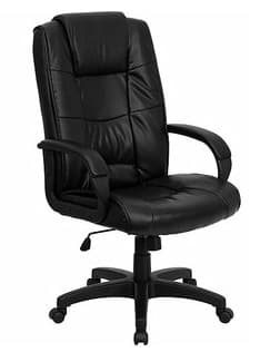 Black Leather Executive High-Back Office Chair with Lumbar Support 1