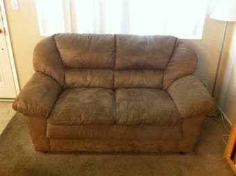 2-Seat Light Brown Plush Loveseat - $250 2