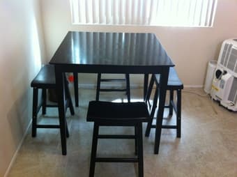 Dining set, black kitchen table with four bar stools - $90 1