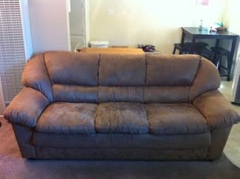 3-Seat Light Brown Plush Sofa - $250 1