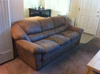 3-Seat Light Brown Plush Sofa - $250 2