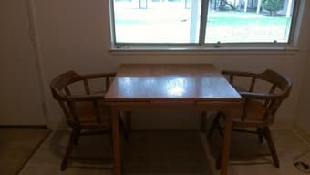Drop leaf dining table with two chairs - $40 1