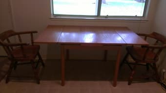 Drop leaf dining table with two chairs - $40 2