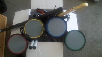 PS2 Rock Band Set (2 guitars, drums, mic) for sale - $25 1