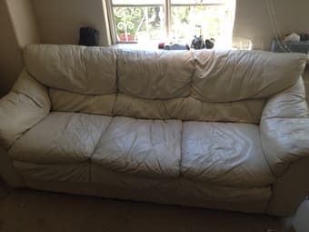 White Faux-Leather Couch $100 OBO 2