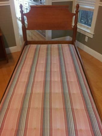 nice bed with boxspring, frame, and mattress- available sunday evening 1