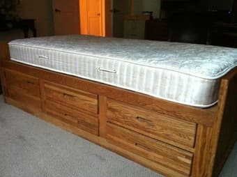 oak bed and shelves- beautiful - six months old 1