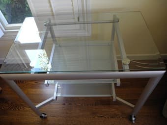 beautiful glass and metal table --good for media or other 2