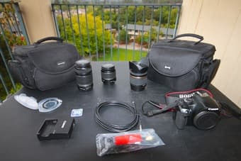 canon rebel xsi , 18-55, 55-250 and tamron 18-250, camera bags - $830 1
