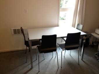 IKEA Stainless steel & glass top dining table with 4 chairs ($200) 1