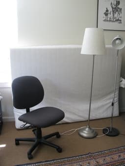 mattress pad Ikea, Lamp, Office Chairs and HP photosmart printer 1