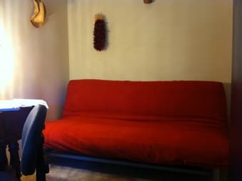 soyfoam futon with burnt orange cover for sale 1