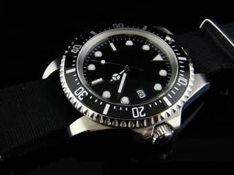 F$: custom divers watch on a black NATO strap(stainless steel) $75 2