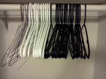 36 hangers $5, 3 towels $5, floormat $1 or OBO 1