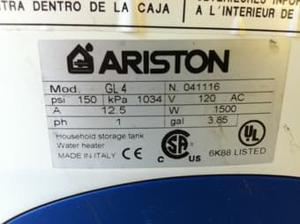 Electric Water Heater -- Ariston GL4 -- $150 2